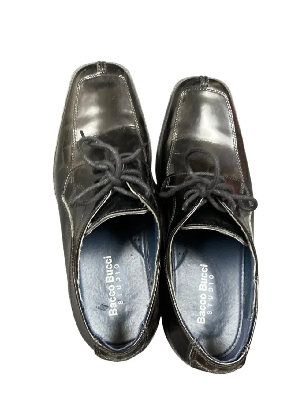 Bacco Bucci mens black leather square toe oxford dress shoes sz 9.5 SKU 10-663